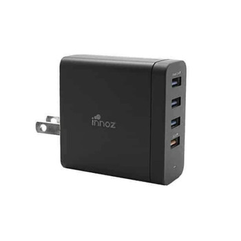 Innoz® InnoPower TQ4 4 Port QC3.0 Travel Charger (with US, UK, EU, AU Plug Adaptor) - Black