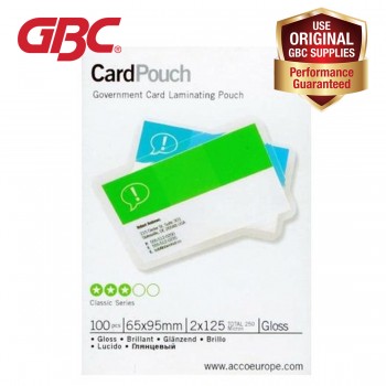 GBC Government Card Laminating Pouch - 125 Micron, 65 x 95mm Gloss, 100 pcs