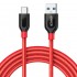 Anker A8169 PowerLine+ 6ft USB-C to USB-A 3.0 Connector Cable - Red (1.8m)