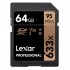 Lexar 633X Professional 64GB V30 U3 SDHCâ„¢/SDXCâ„¢ UHS-I Memory Cards (up to 95MB/s read, Write 45MB/s)