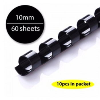 Black Plastic Binding Comb 10mm, 60sheets (10pcs/pkt)