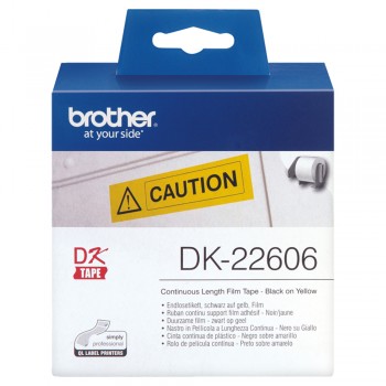 Brother DK22606 Black on Yellow Continuous Length Film - 62mm x 15.24m